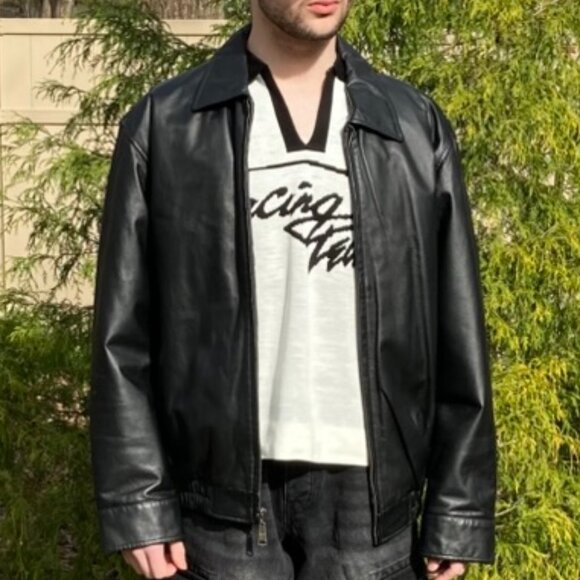 Vintage Columbia Jacket, Black Leather, Mens Medium, w/ Custom Embroidery, Eagle - Picture 12 of 12